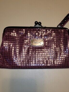 Relic Shimmering Purple Sequin Clutch Or Wallet.  So Cute!